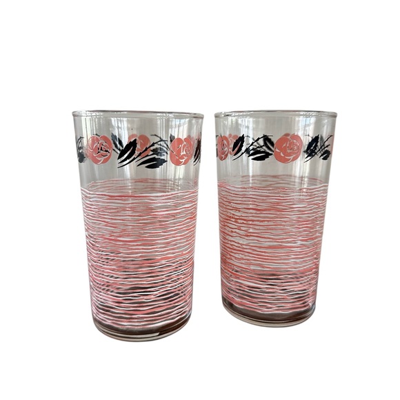Anchor Hocking Other - MCM Floral Patterned Glass Tumblers